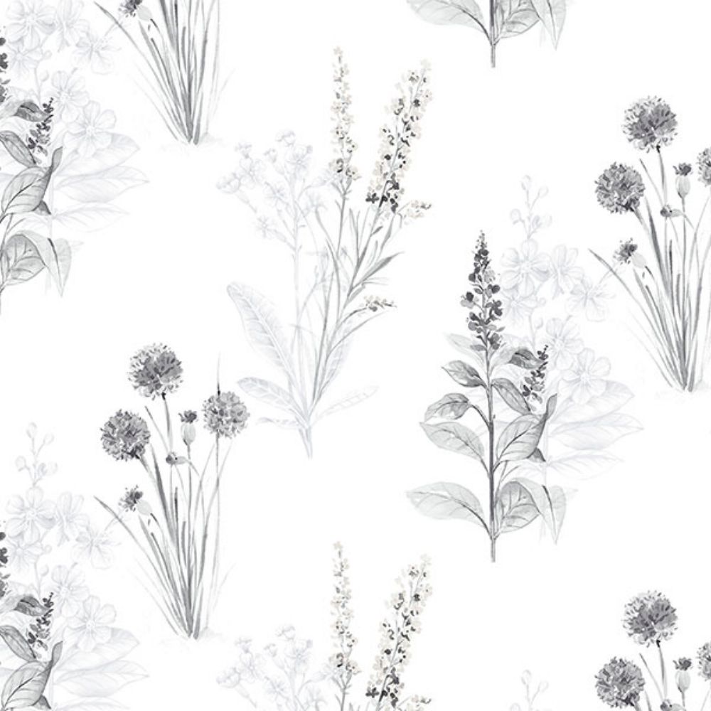 Patton Wallcoverings AB42443 Flourish (Abby Rose 4) Flora Wallpaper in Greys & Black